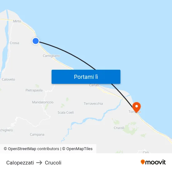 Calopezzati to Crucoli map