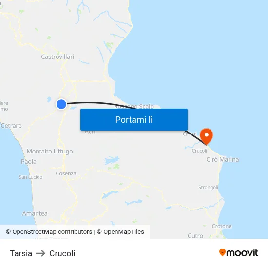 Tarsia to Crucoli map