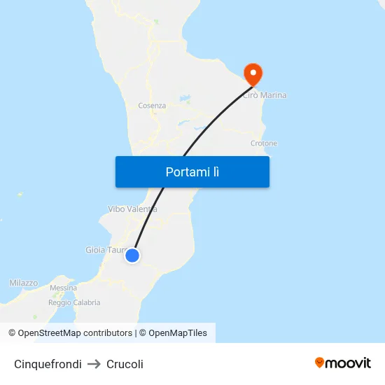 Cinquefrondi to Crucoli map