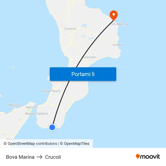 Bova Marina to Crucoli map