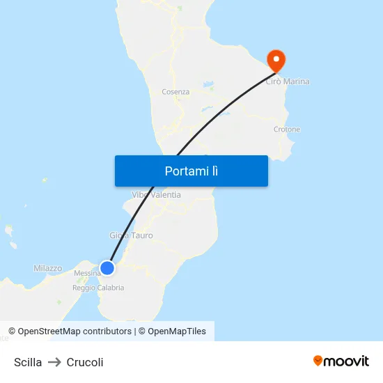 Scilla to Crucoli map