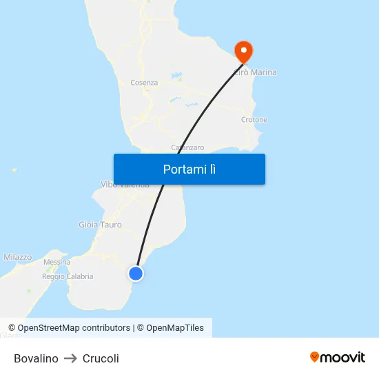 Bovalino to Crucoli map