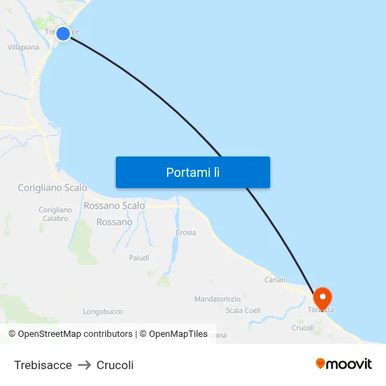 Trebisacce to Crucoli map
