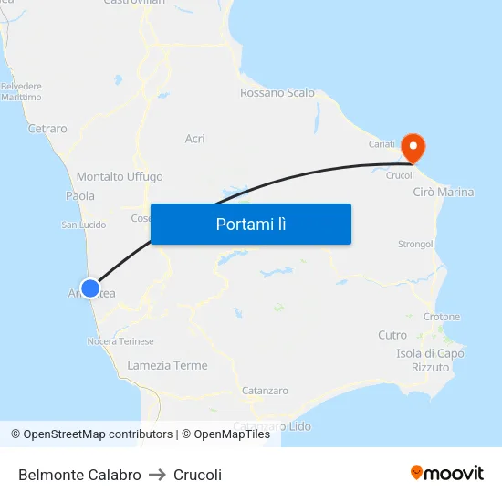 Belmonte Calabro to Crucoli map