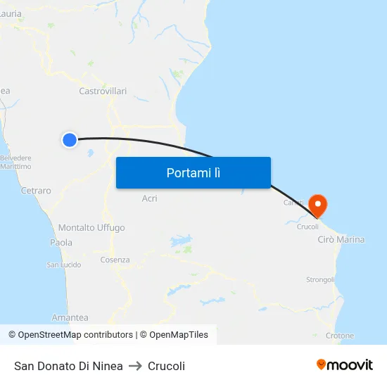 San Donato Di Ninea to Crucoli map
