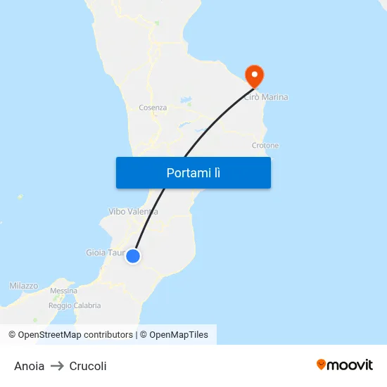 Anoia to Crucoli map