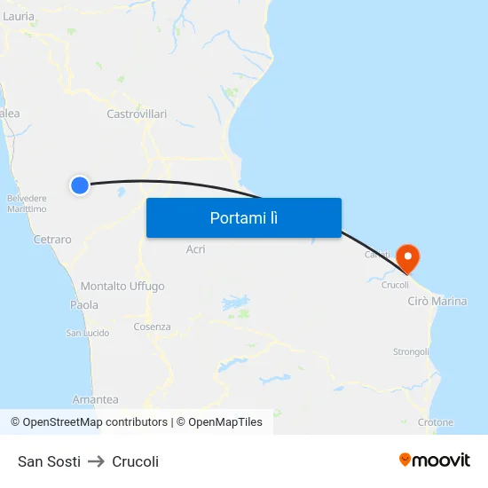 San Sosti to Crucoli map