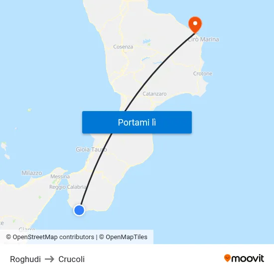 Roghudi to Crucoli map