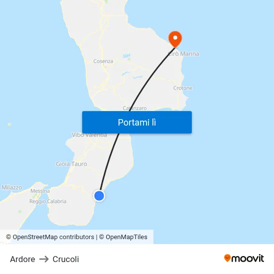 Ardore to Crucoli map