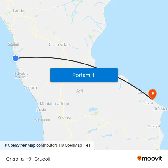 Grisolia to Crucoli map