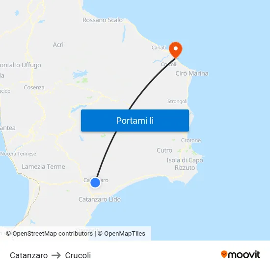 Catanzaro to Crucoli map