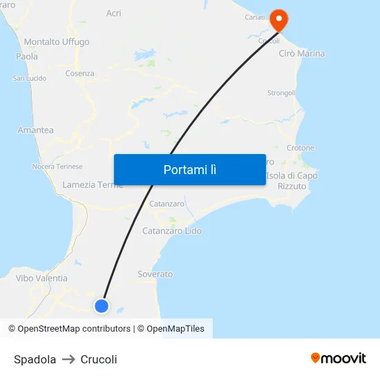 Spadola to Crucoli map