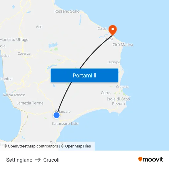 Settingiano to Crucoli map