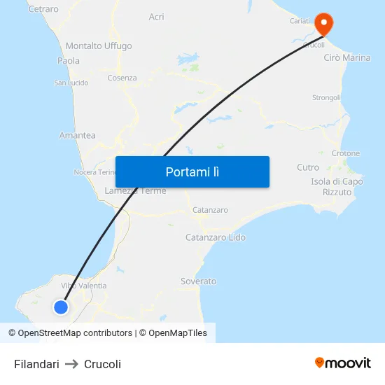 Filandari to Crucoli map