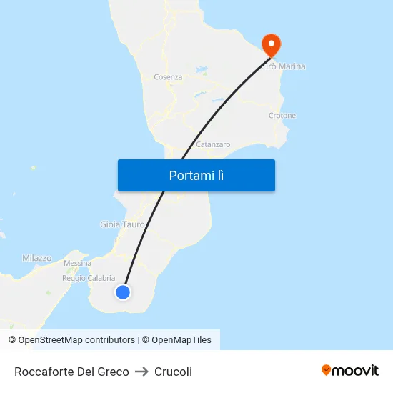 Roccaforte Del Greco to Crucoli map