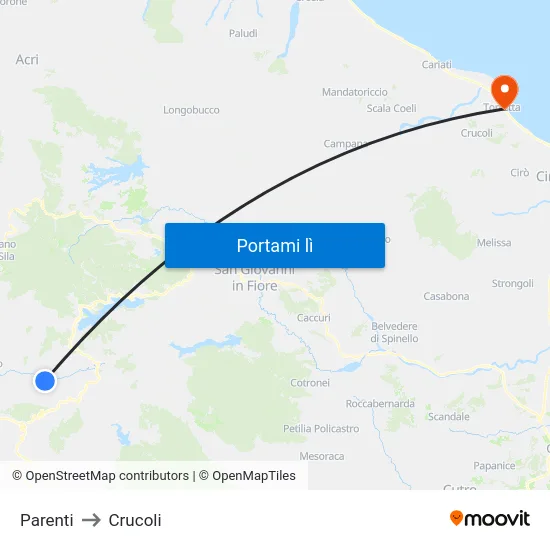 Parenti to Crucoli map