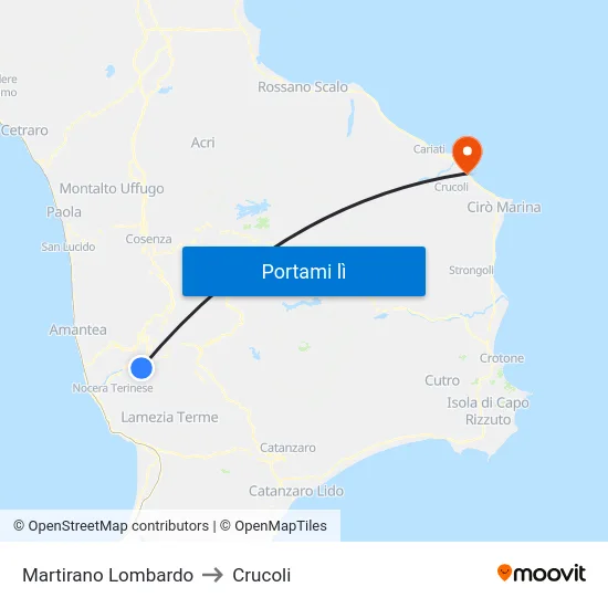 Martirano Lombardo to Crucoli map