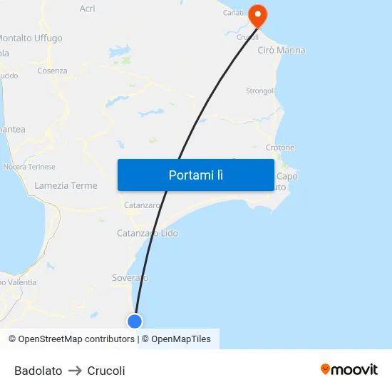Badolato to Crucoli map