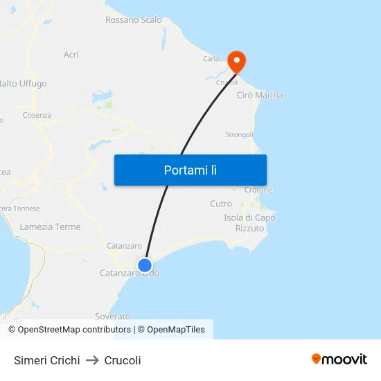 Simeri Crichi to Crucoli map