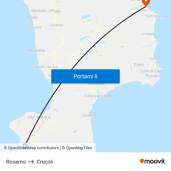 Rosarno to Crucoli map