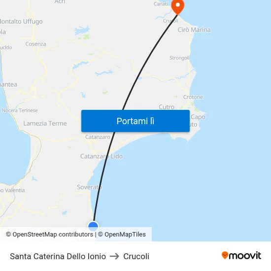 Santa Caterina Dello Ionio to Crucoli map