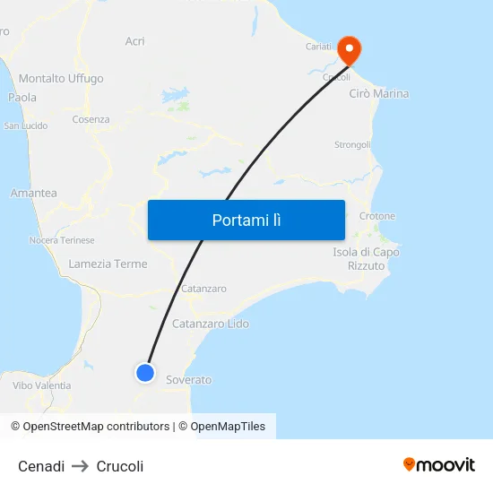 Cenadi to Crucoli map