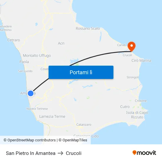 San Pietro In Amantea to Crucoli map
