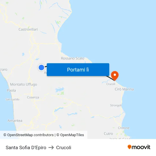 Santa Sofia D'Epiro to Crucoli map