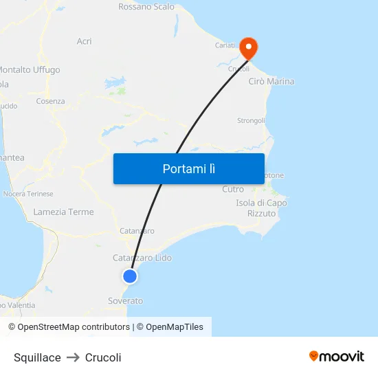 Squillace to Crucoli map