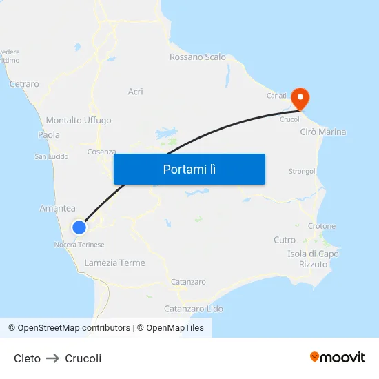 Cleto to Crucoli map