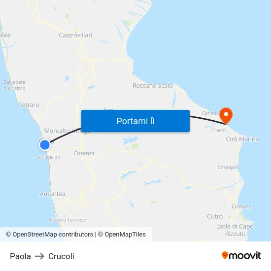 Paola to Crucoli map