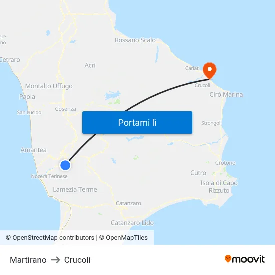 Martirano to Crucoli map