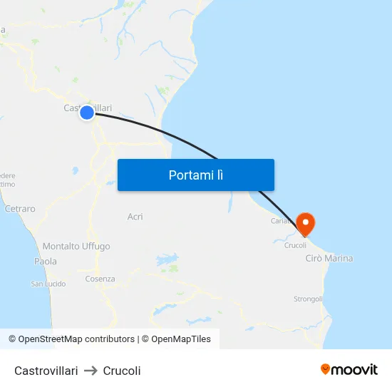 Castrovillari to Crucoli map