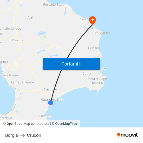 Borgia to Crucoli map