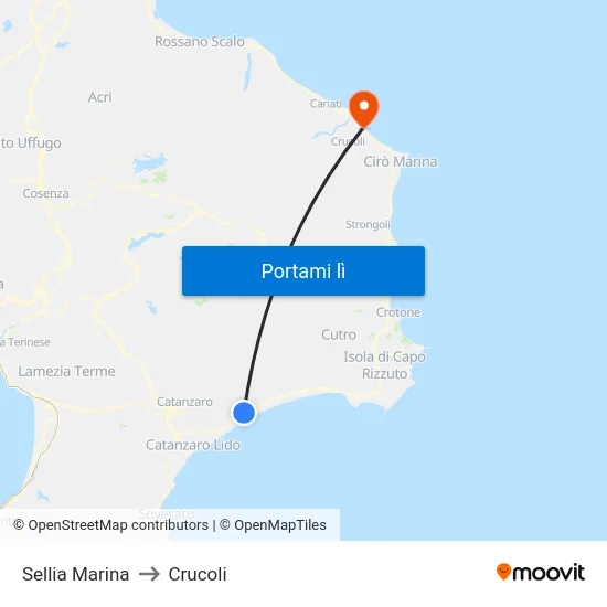 Sellia Marina to Crucoli map