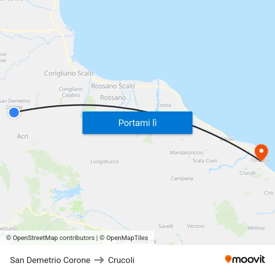San Demetrio Corone to Crucoli map