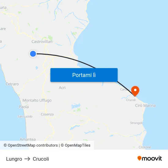 Lungro to Crucoli map