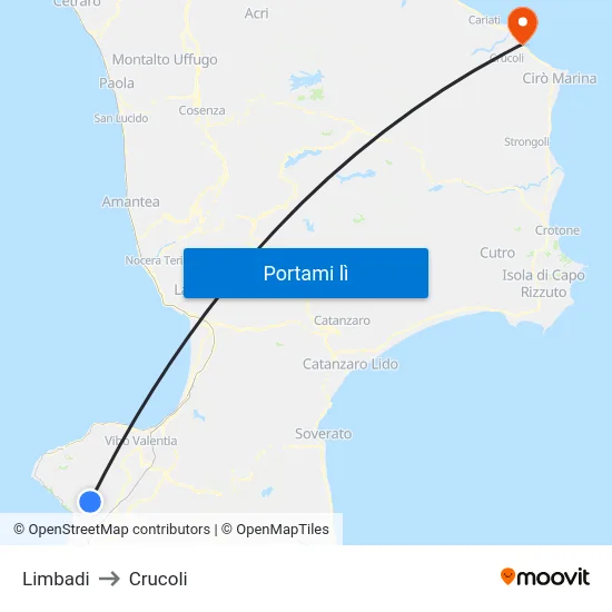 Limbadi to Crucoli map