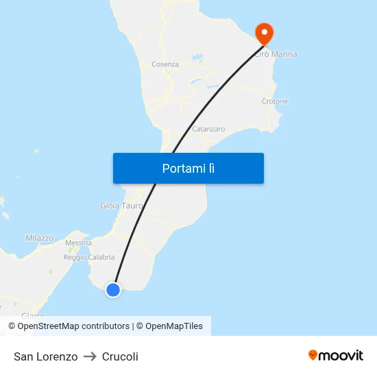 San Lorenzo to Crucoli map