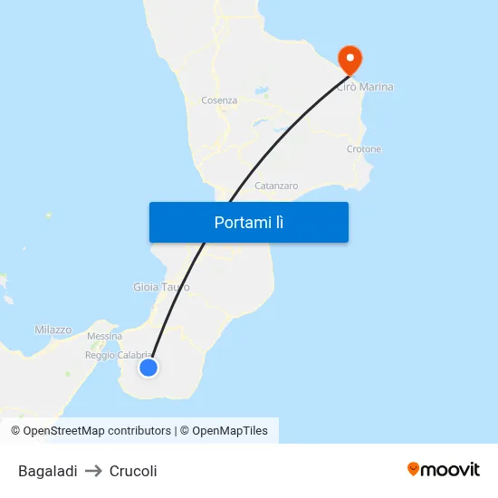 Bagaladi to Crucoli map