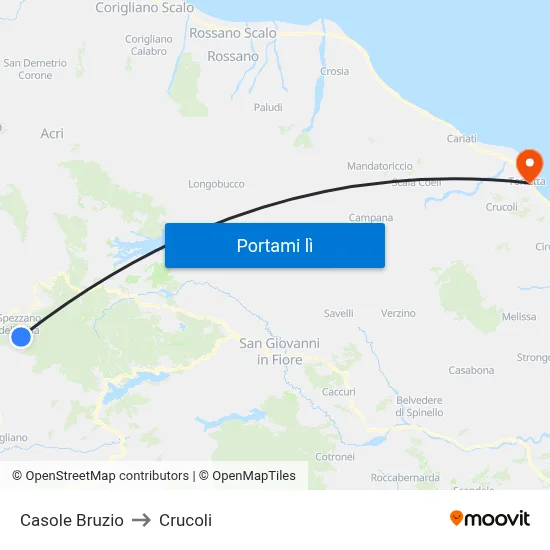 Casole Bruzio to Crucoli map