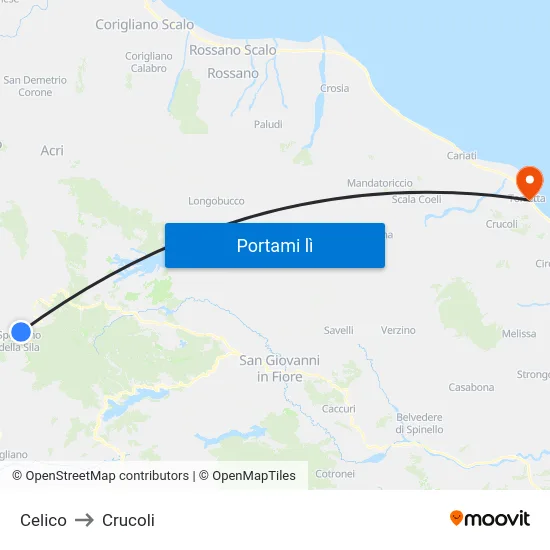 Celico to Crucoli map