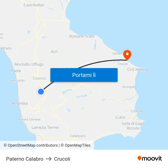 Paterno Calabro to Crucoli map