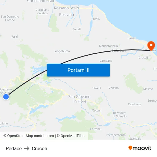 Pedace to Crucoli map