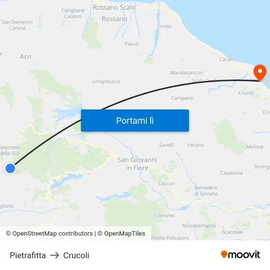 Pietrafitta to Crucoli map