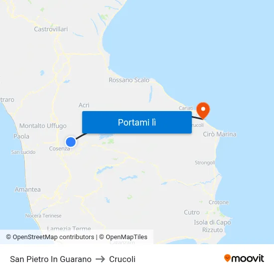 San Pietro In Guarano to Crucoli map