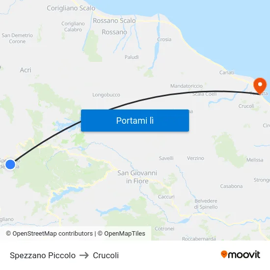 Spezzano Piccolo to Crucoli map