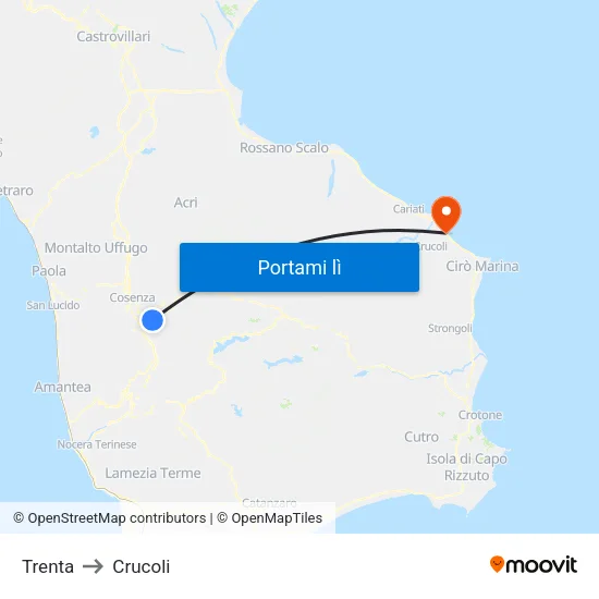 Trenta to Crucoli map