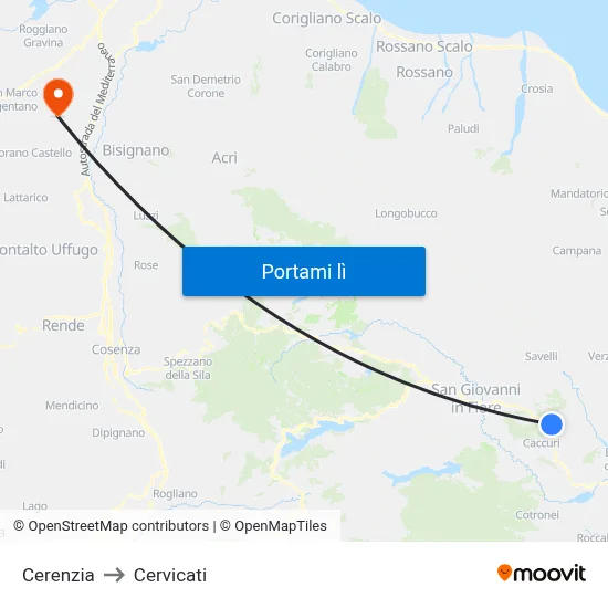 Cerenzia to Cervicati map