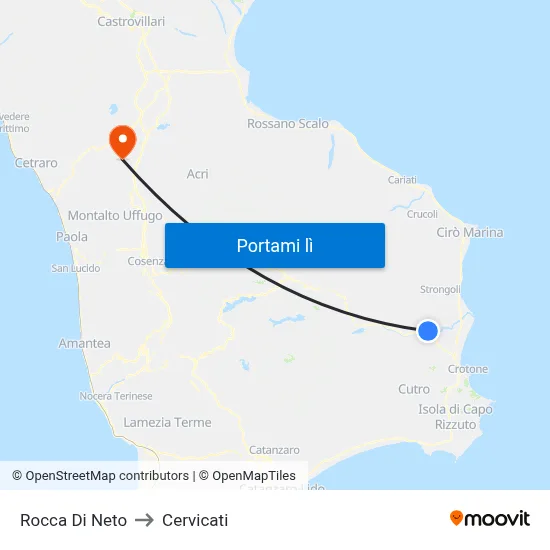 Rocca Di Neto to Cervicati map